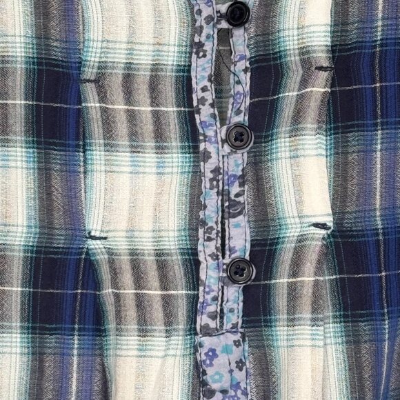 Vintage DCC Missy Casual Women Blue White Plaid Sz Medium 100% Cotton Pockets - Picture 3 of 16